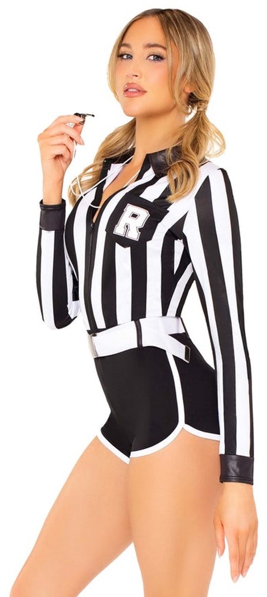Leg Avenue - Red Card Cutie Romper Kostuum - S - Zwart/Wit