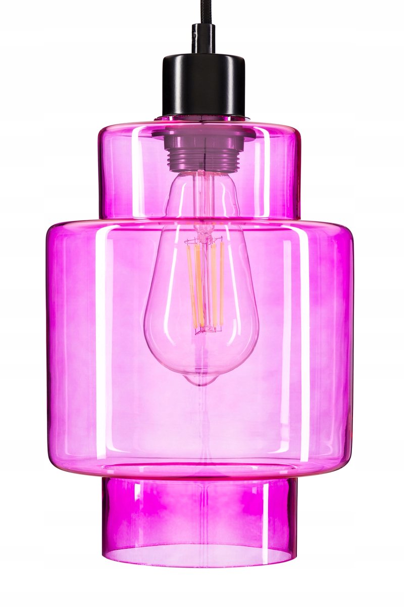 Glazen Hanglamp Fuchsia Roze - Verstelbare Hoogte