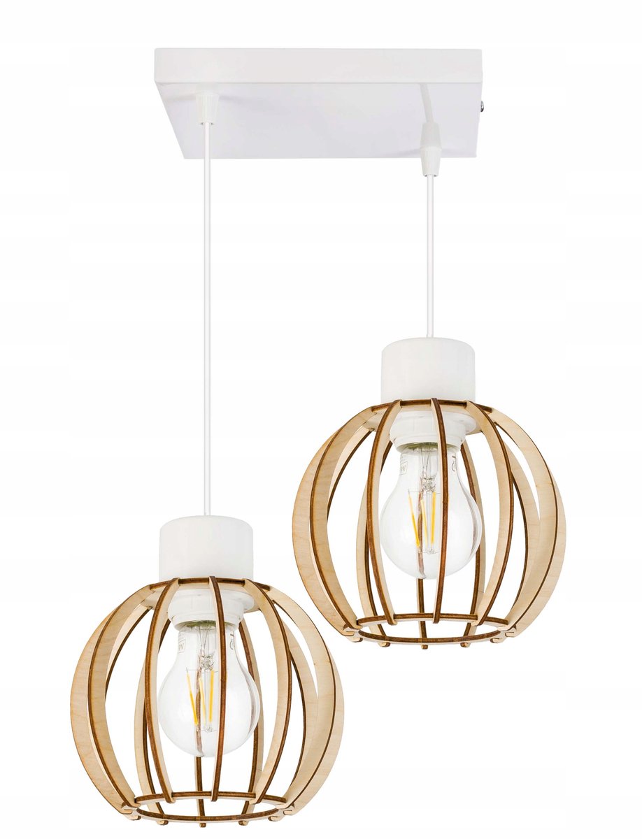 Dubbele Houten Hanglamp Loft E27 - Verstelbaar