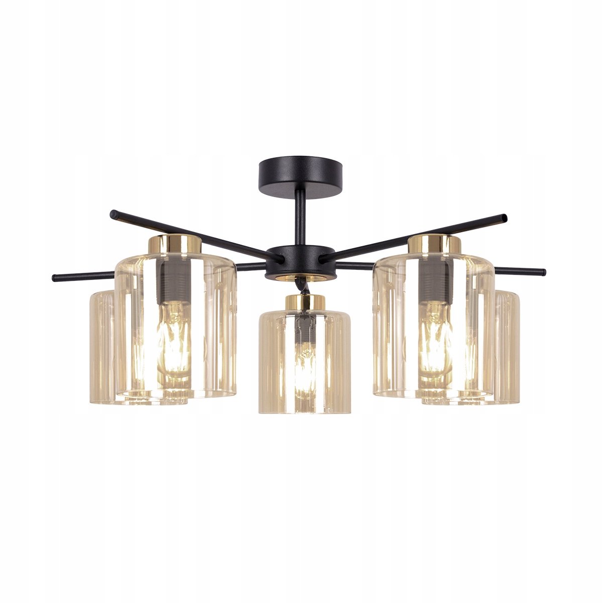 AURELIA K-5522 Zwart Gouden Plafondlamp met 5xE27 Fitting