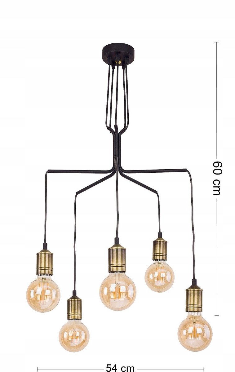 Borneo Zwarte Hanglamp 5-Lichts Patina E27