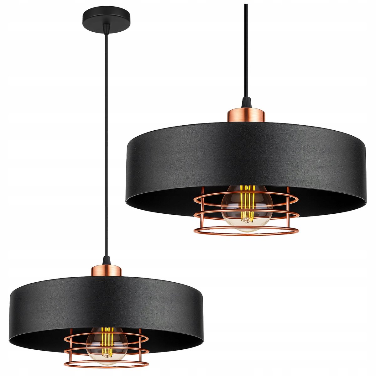 Moderne Zwarte Hanglamp E27 Metaal 30cm Industrieel Loft