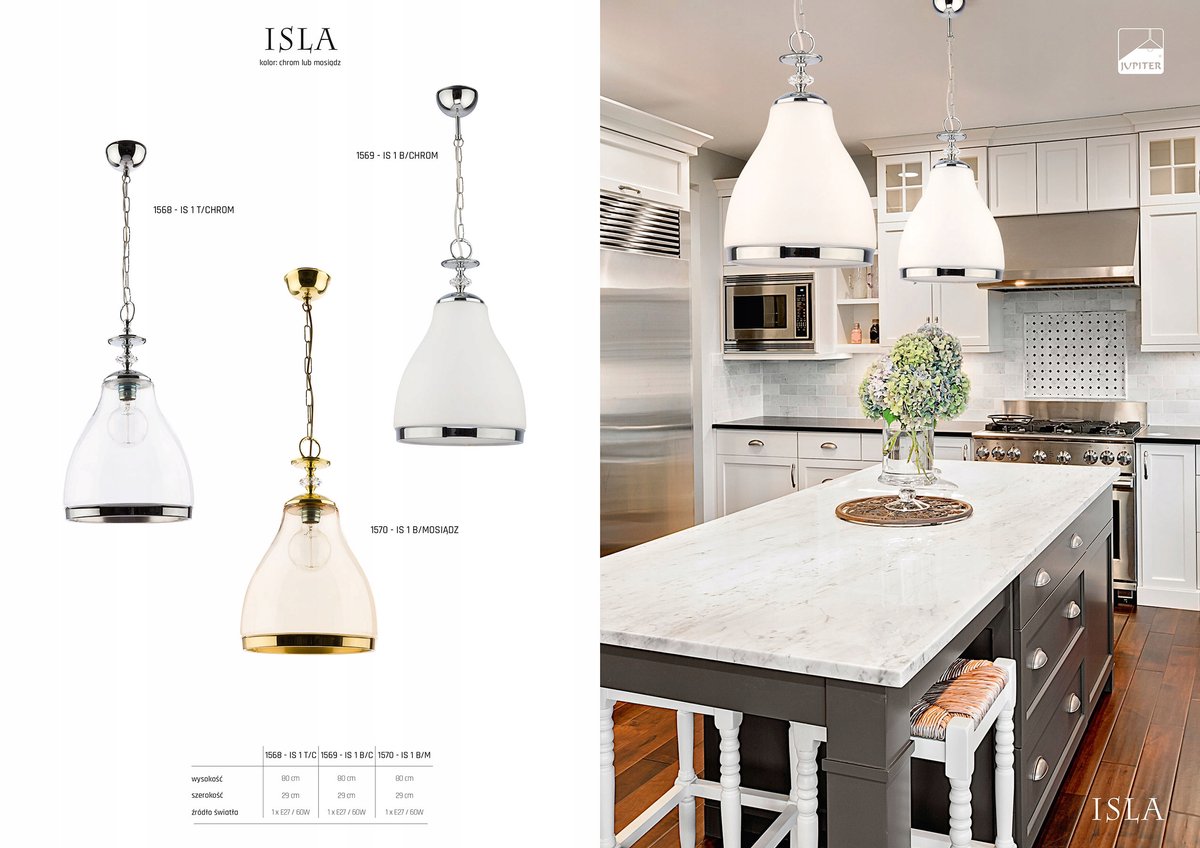 ISLA 1570J Kroonluchter Messing Glas Transparant