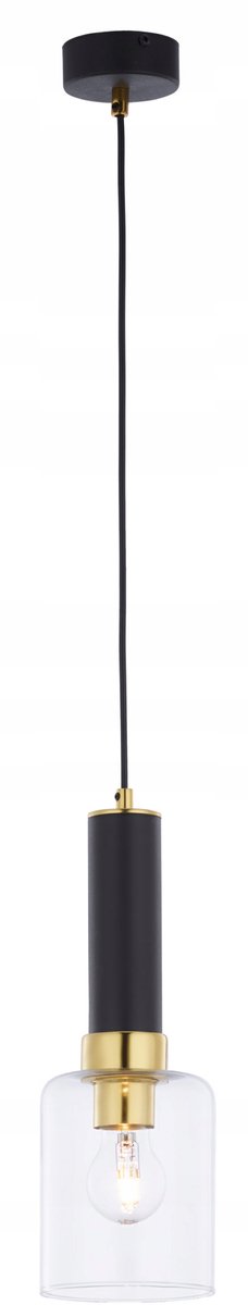Moderne Hanglamp TULUZA Messing Glas 1xE27 Zwart/Messing