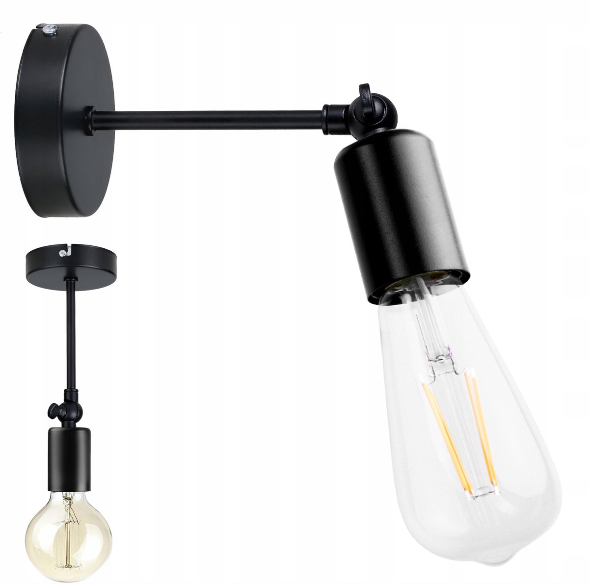 Loft Wandlamp & Hanglamp Edison 1x E27 Zwart