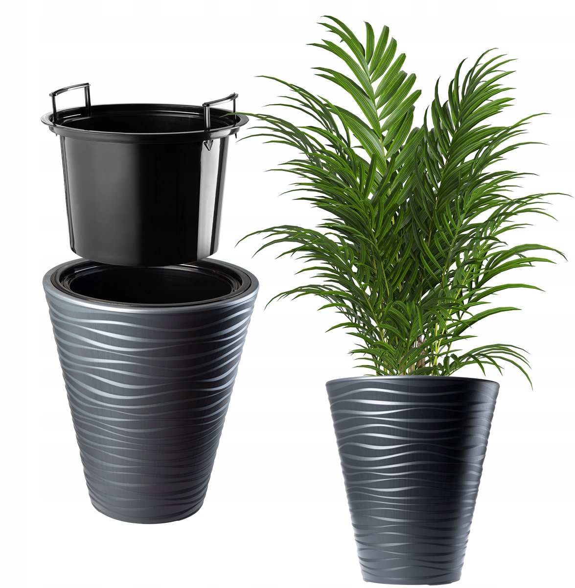 Kadax Antraciet Bloempot met Inzet 35x40cm - Lichtgewicht & Duurzaam