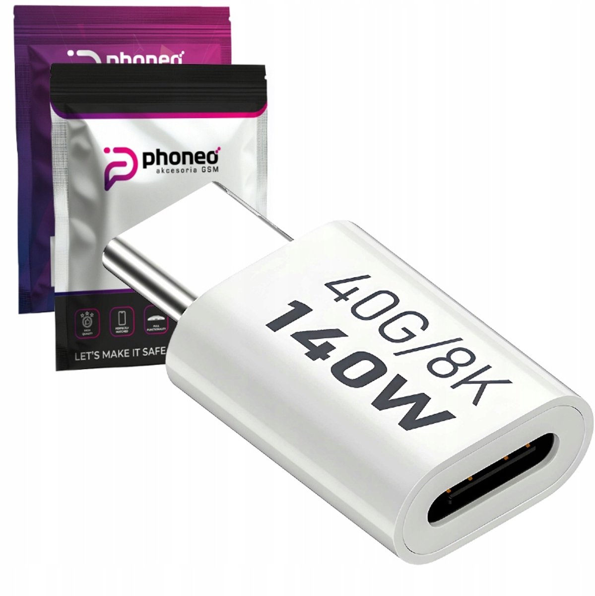 Phoneo USB-C Adapter 40Gbps 8K 140W - Wit
