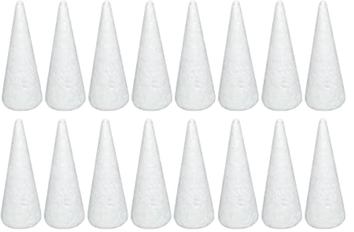 Knutselschuimboomkegels 16 stuks voor DIY kunst en ambachten (6 x 14 cm)