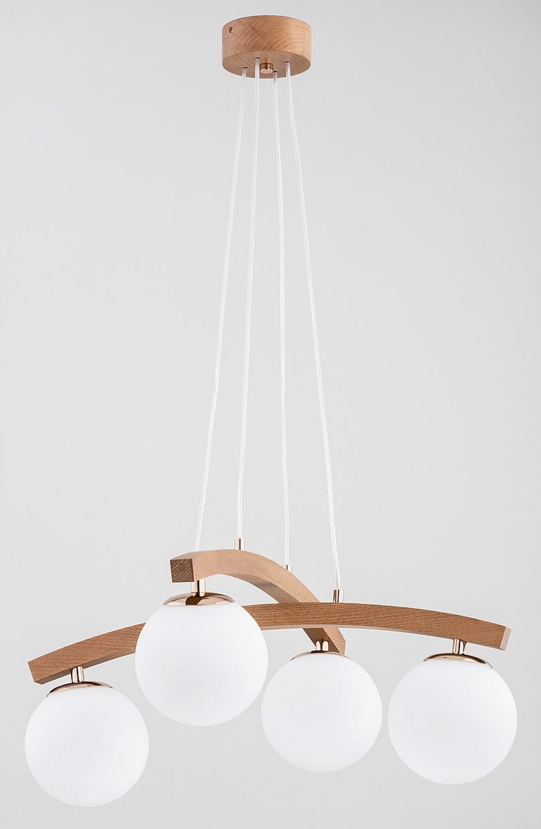 Houten hanglamp Alfa MIXER 4xE14 met witte kap