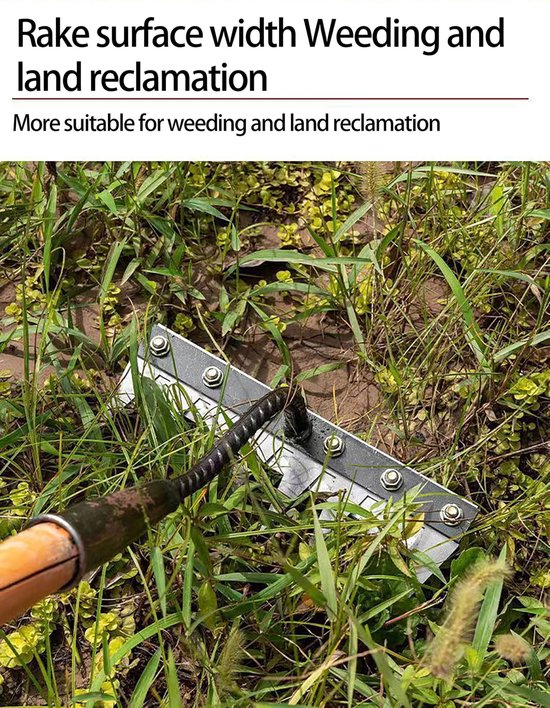 Onkruidhark - Zware tuinhark - Landschapshark - Zeven tanden - Multifunctionele onkruidwieder - Scherpe punten - Maakt gras los - Geschikt voor achtertuinen, boerderijen, tuinen, gazons en bloemperken - Zilver van Merkloos	 — afbeelding 3