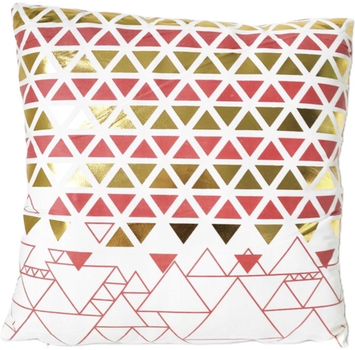 Decoratieve Kussensloop 45x45cm - Goud, Roos Driehoeken