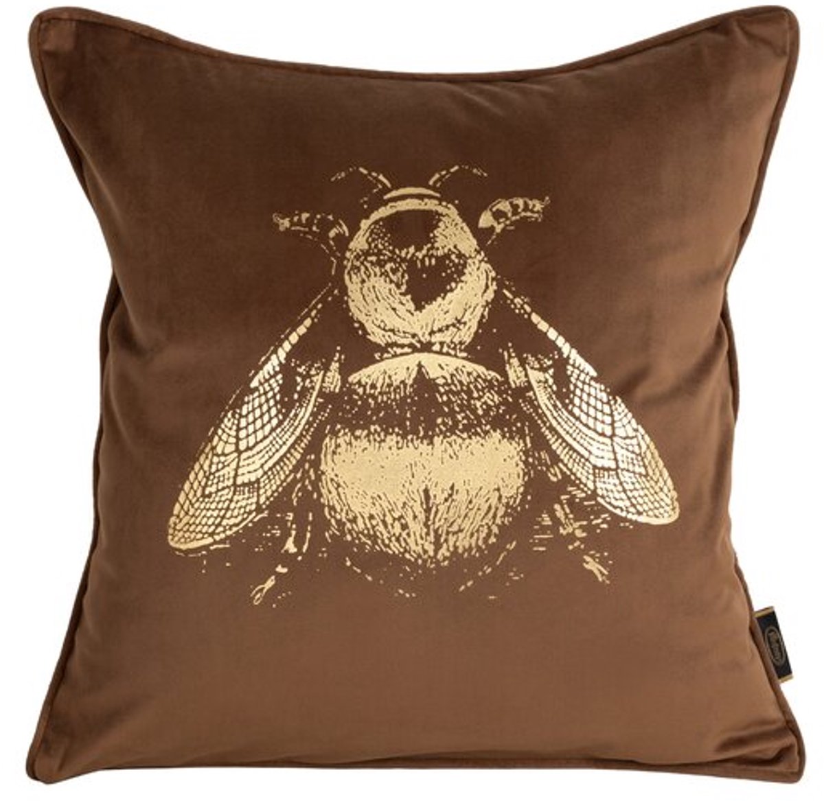 Decoratieve Kussenhoes 45x45cm - Velours met Bijenmotief, Terracotta