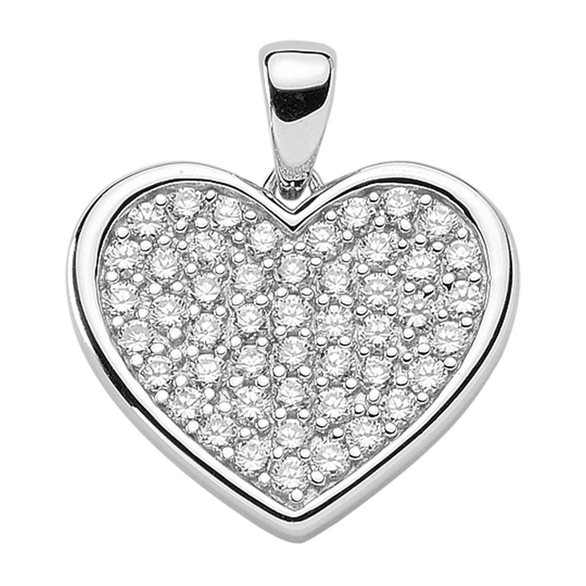 Hanger zilver 925-rh hart, zirkonia