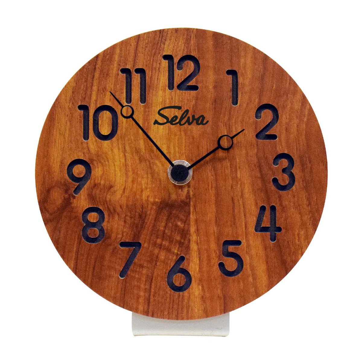 SELVA tafelklok, modern, analoog, kwarts, van hout (MDF-gecoat), Zwarte Woud handwerk, Made in Germany