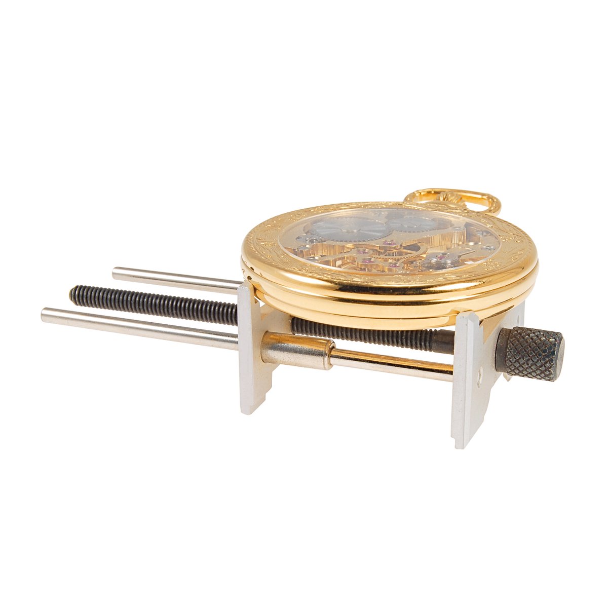 Horloge-uurwerkhouder, voor het vastklemmen van horloge-uurwerken, geschikt voor grote pols- en zakhorloge-uurwerken, speciaal horlogemakersgereedschap