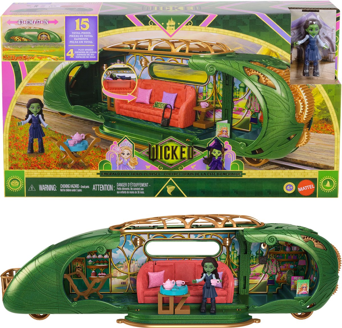 Wicked Emerald City Trein speelset met Elphaba poppetje
