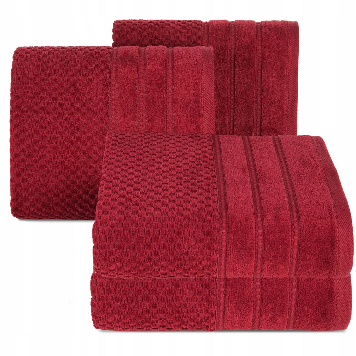 Rode Katoenen Handdoekenset: 2x 70x140cm + 2x 50x90cm