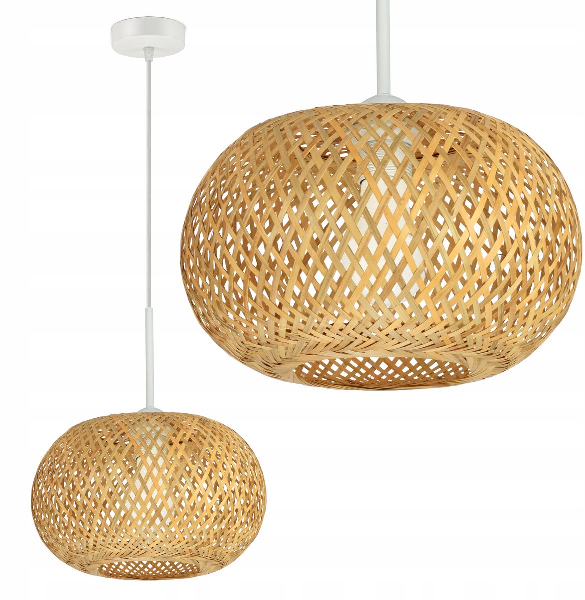 Bamboe Hanglamp Boho Wit LED E27 100cm