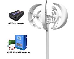 Windturbine – Verticale As Windmolen – Windenergie Generator – Duurzame Energie – Windmolen – 5000 Watt Vermogen – Weerbestendig IP54 - 48V - Met Off-grid Systeem