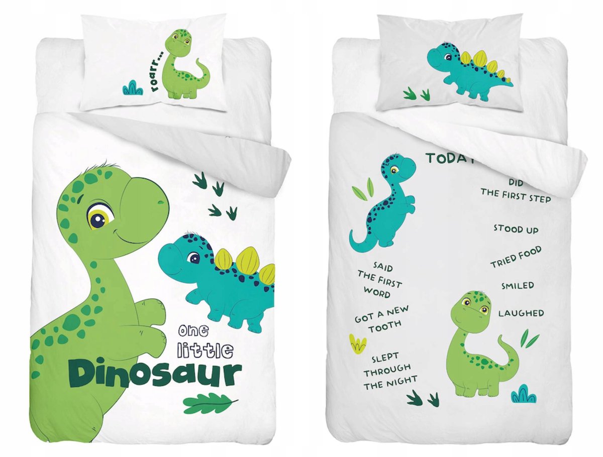 Kinderbeddengoed Dinosaurus 100x135 cm, 2-delig, Katoen