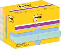 Post-It Super Sticky Notes Soulful | 90 vel | ft 47 | 6 x 47 | 6 mm | pak van 12 blokken