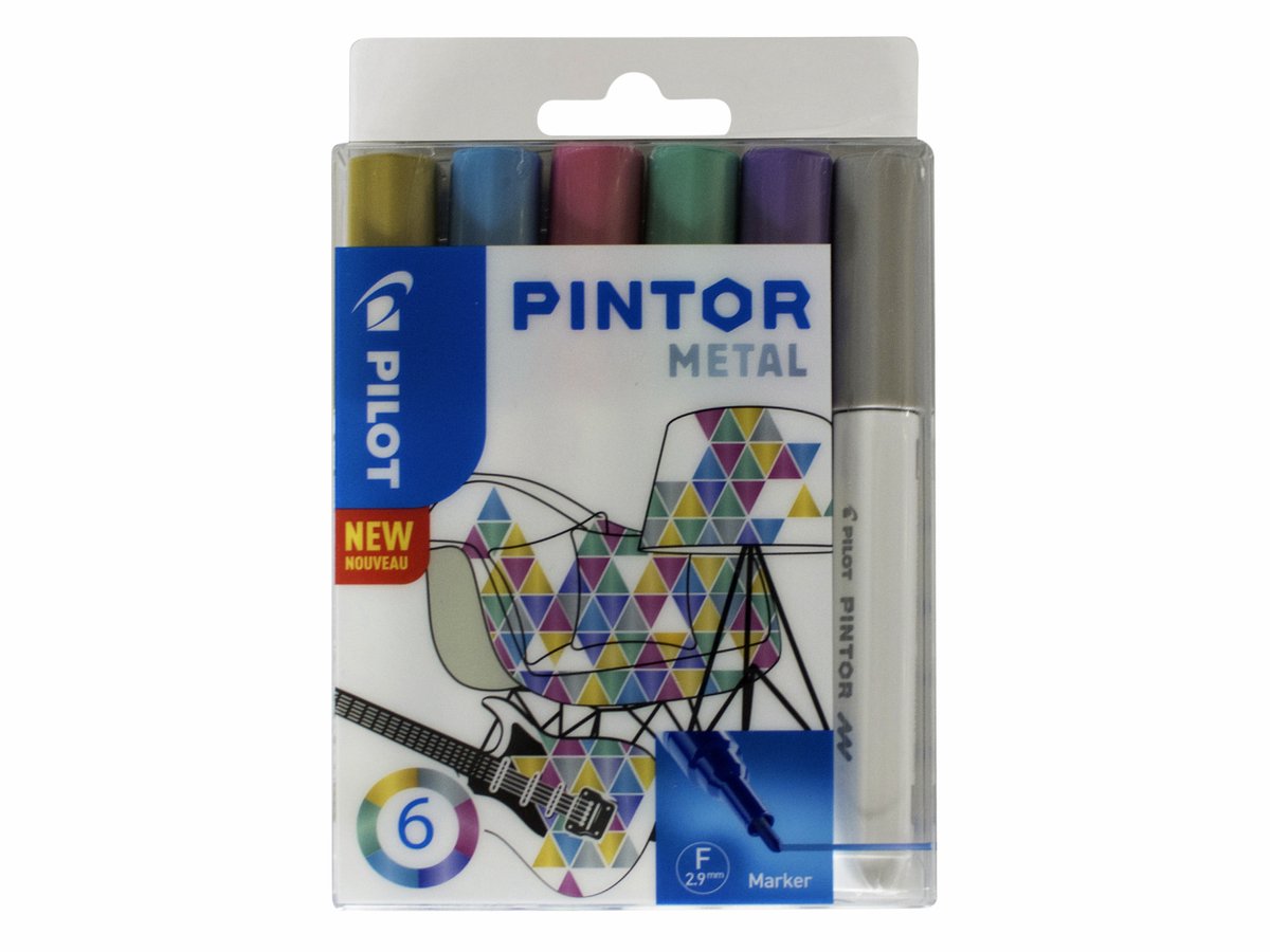 Pilot Pintor Metallic Verfstiften Set - Metal Set - Fijne marker met 2,9mm punt - Inkt op waterbasis - Dekt op elk oppervlak, zelfs de donkerste - Teken, kleur, versier, markeer, schrijf, kalligrafeer…