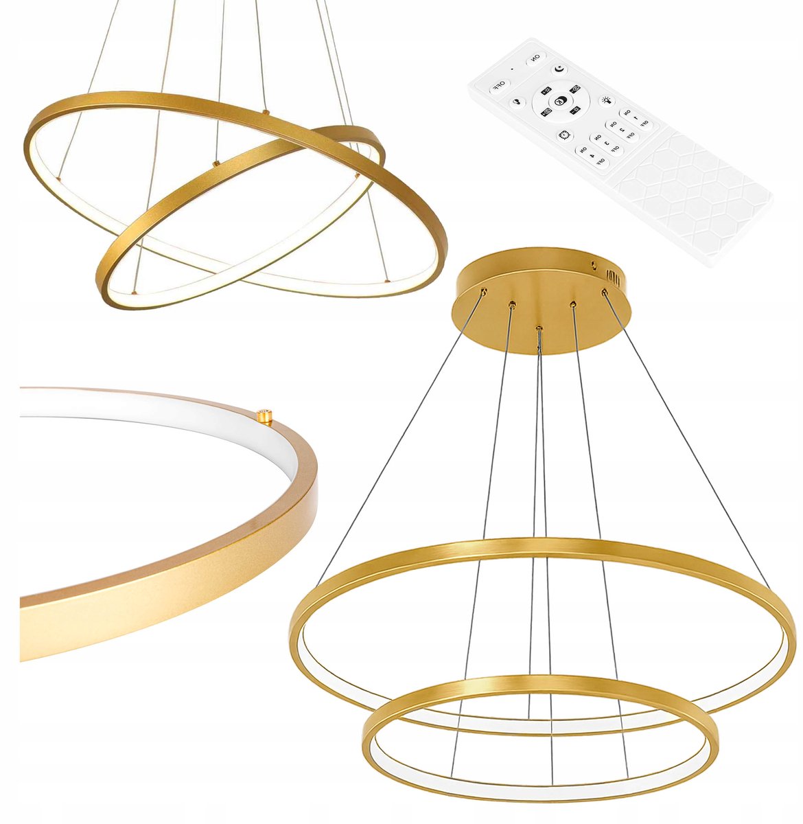 Ring LED Plafond Hanglamp Ø60cm Goud - 3000-6500K Dimbaar