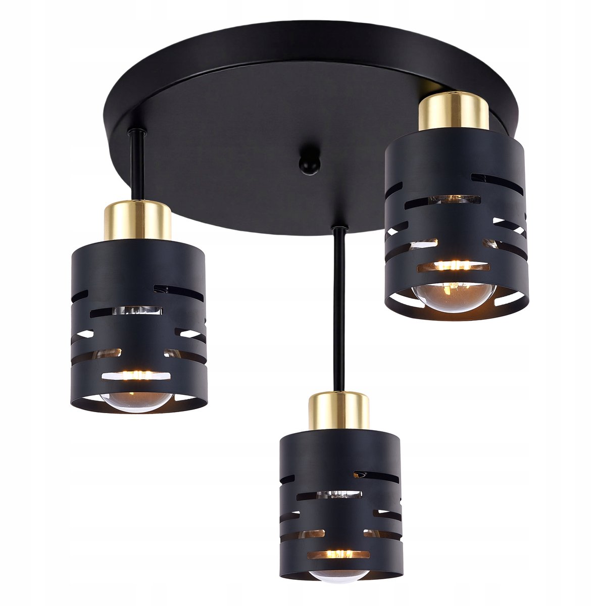 Elen LED Plafondlamp 3x E27 Zwart Goud - Loft Stijl