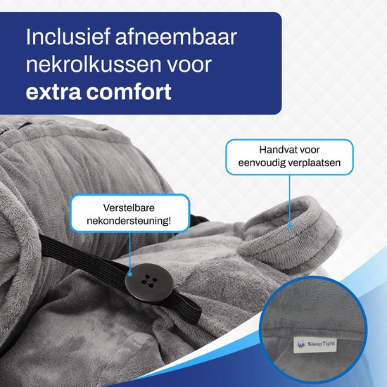 YOUCAI Leeskussen Bed Wedge Volwassen rugleuning Lounge Kussen met armen, Pluche Memory Foam Fill, Hoofd Taille Rugsteun Voor Zitten In Bed/Bank, Grijs, 52 x 38 x 20 cm