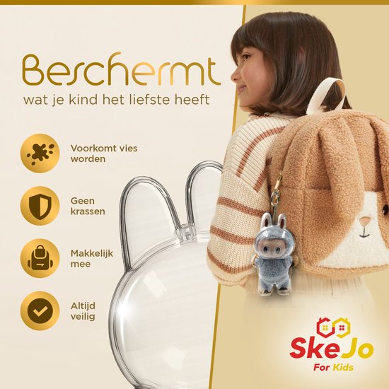 1 pièce Étui de protection transparent LABUBU pour LABUBU de première génération (version debout et version assise), housse anti-poussière, pendentif pour sac à dos, peut être accroché à un sac