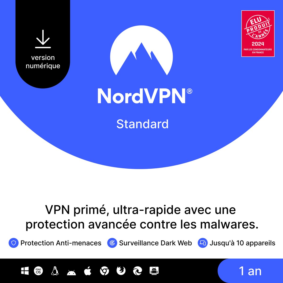 NordVPN Standard - VPN & Cybersecurity Software - 1 jaar - Bol