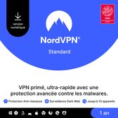 NordVPN Standard - VPN & Cybersecurity Software - 6 Apparaten - 1-jarig Abonnement - PC & Telefoon Download