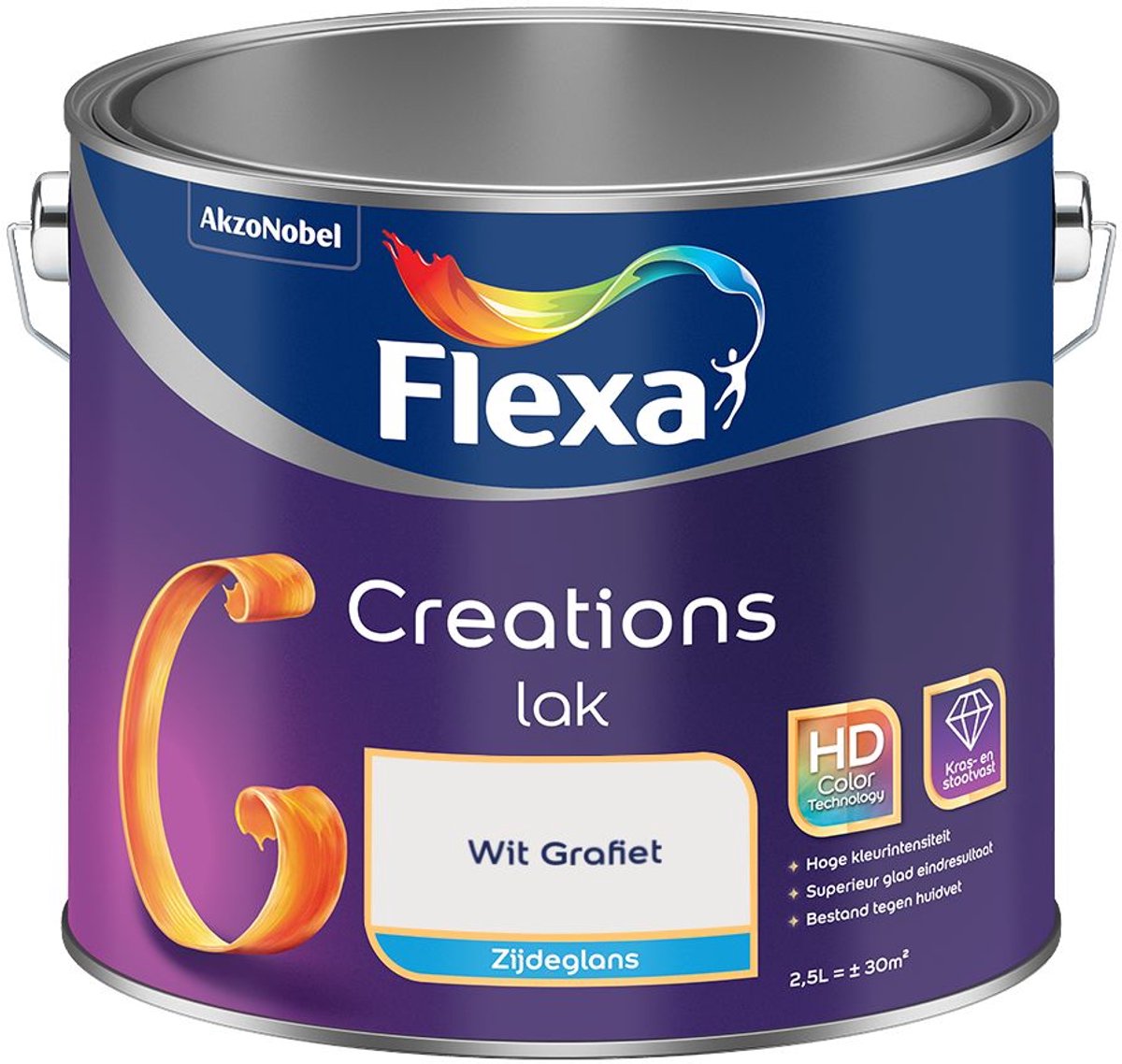 Flexa - Creations Lak Zijdeglans - Wit Grafiet - Mengverf - 2.5 L