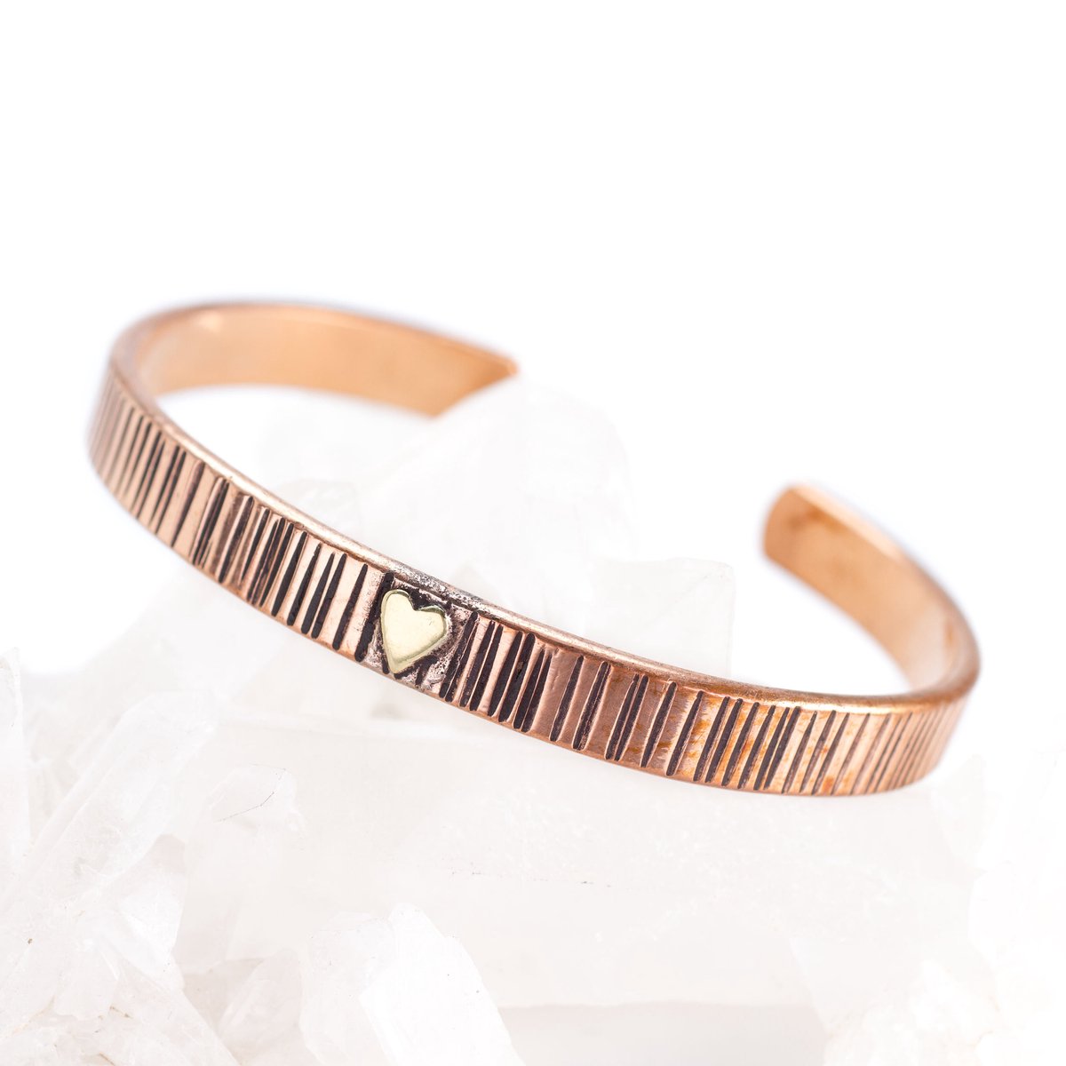 Koperen Magneet Armband - Dames - Messing Hartje - maat M | DEVA Loves