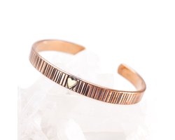 Koperen Magneet Armband - Dames - Messing Hartje - maat M | DEVA Loves