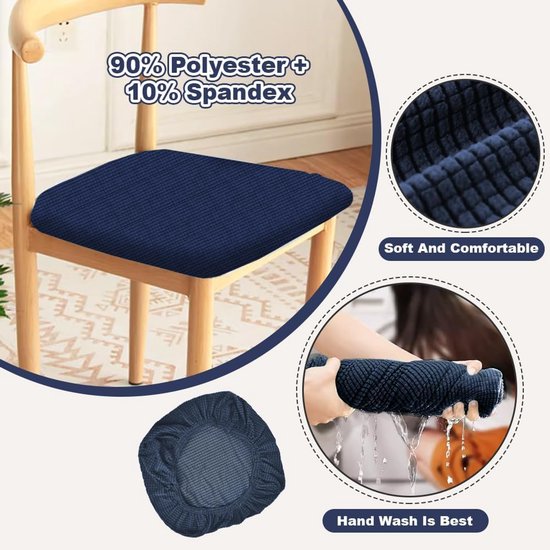 RFWR® 2 Stuks Stoelbekleding voor Bureaustoel en Eetkamerstoel - Beschermende Hoes in Blauw — afbeelding 4
