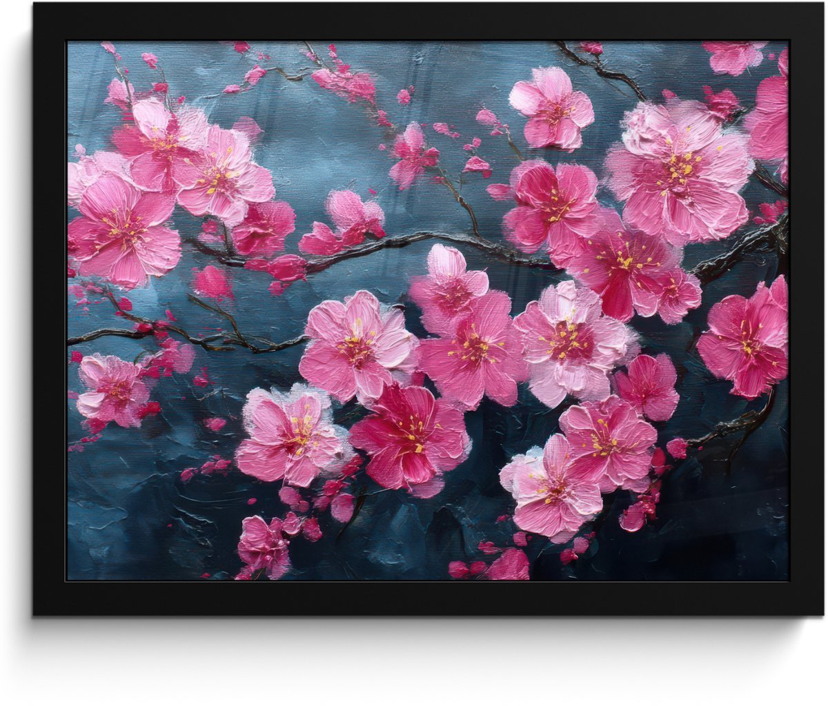 FrameYourWall Poster in lijst - Fotolijst 40x30 cm - Posters - Bloem - Bloesems - Roze - Abstract - Posterlijst zwart - Decoratie - Wanddecoratie woonkamer - Muurdecoratie slaapkamer Bloemen
