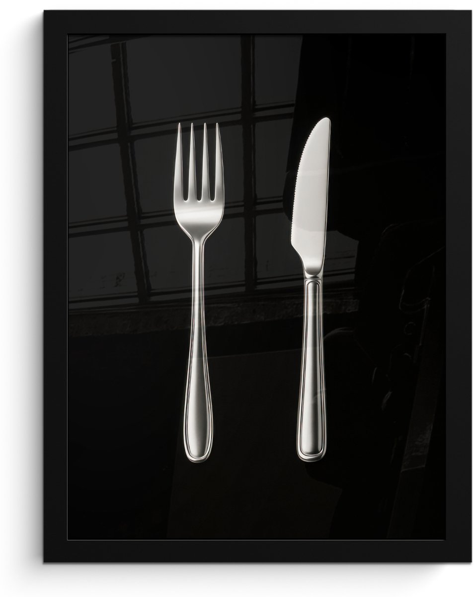 FrameYourWall Poster in lijst - Fotolijst 30x40 cm - Posters - Bestek - Klassiek - Elegant - Posterlijst zwart - Decoratie - Wanddecoratie woonkamer - Muurdecoratie slaapkamer