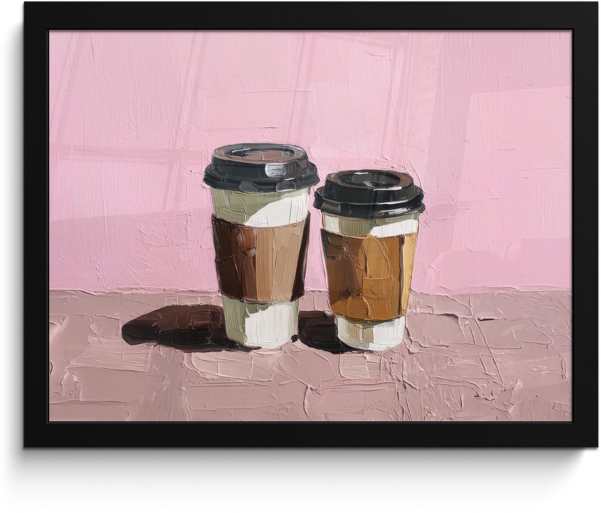 FrameYourWall Poster in lijst - Fotolijst 40x30 cm - Posters - Koffiebekers - Deksel - Verf - Textuur - Posterlijst zwart - Decoratie - Wanddecoratie woonkamer - Muurdecoratie slaapkamer