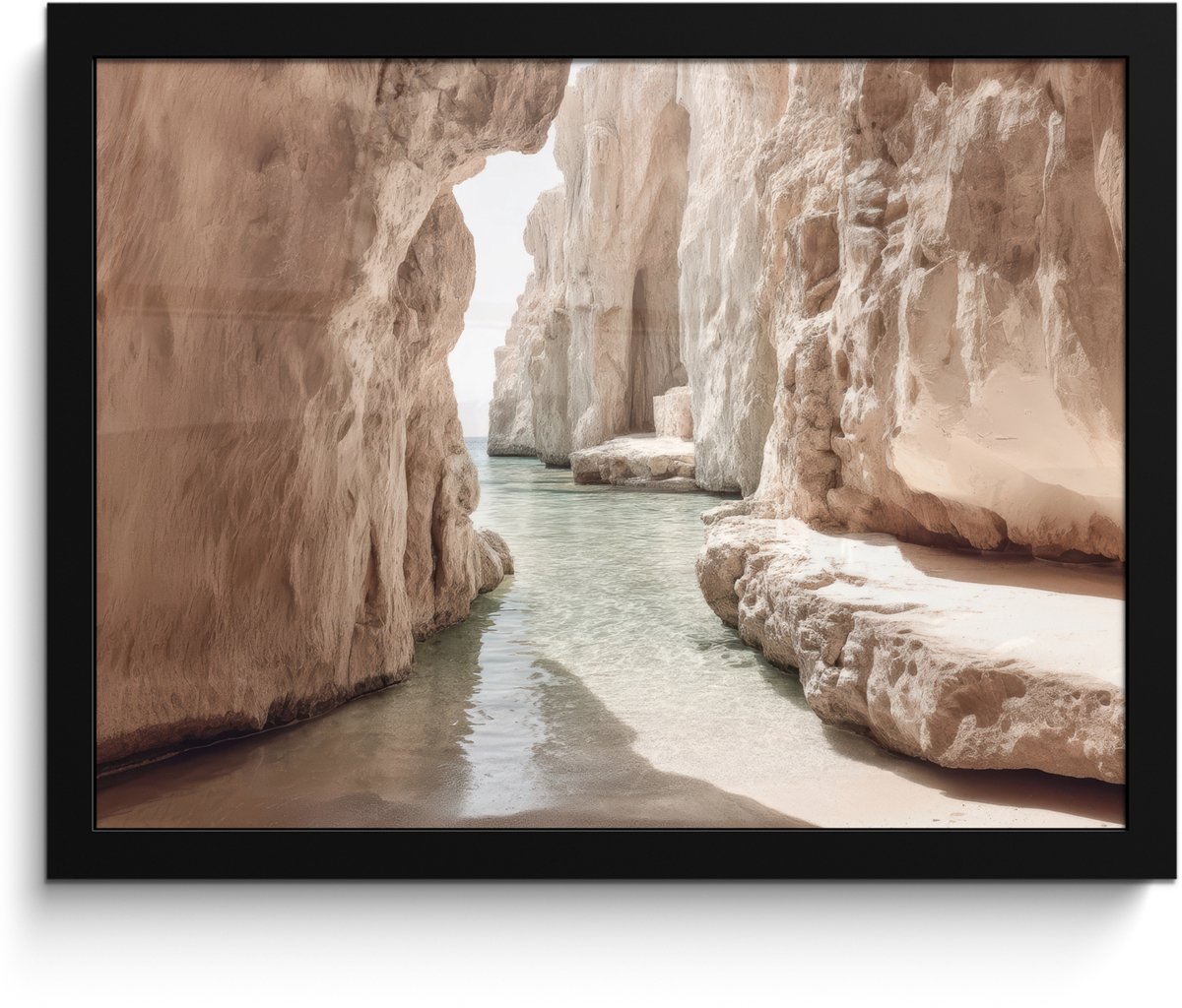 FrameYourWall Poster in lijst - Fotolijst 40x30 cm - Posters - Rotsen - Zee - Zand - Kloof - Posterlijst zwart - Decoratie - Wanddecoratie woonkamer - Muurdecoratie slaapkamer