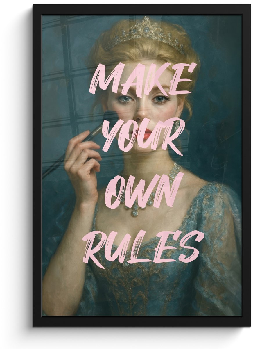 FrameYourWall Poster in lijst - Fotolijst 40x60 cm - Posters - Klassiek - Sierlijk - Roze - Posterlijst zwart - Decoratie - Wanddecoratie woonkamer - Muurdecoratie slaapkamer Make your own rules