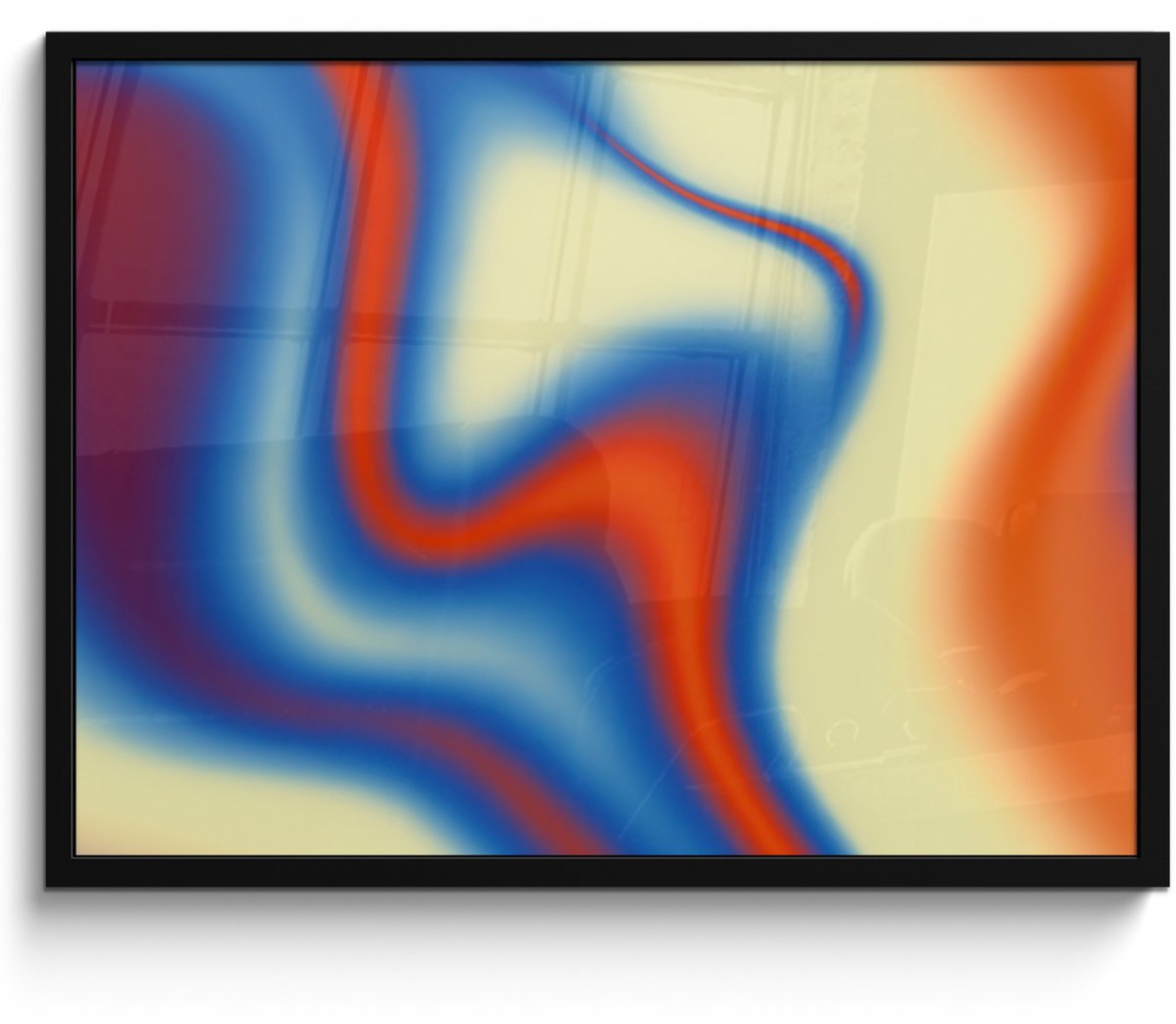 FrameYourWall Poster in lijst - Fotolijst 80x60 cm - Posters - Golven - Kleurrijk - Abstract - Posterlijst zwart - Decoratie - Wanddecoratie woonkamer - Muurdecoratie slaapkamer