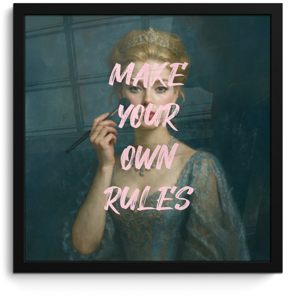 FrameYourWall Poster in lijst - Fotolijst 40x40 cm - Posters - Klassiek - Sierlijk - Roze - Posterlijst zwart - Decoratie - Wanddecoratie woonkamer - Muurdecoratie slaapkamer Make your own rules
