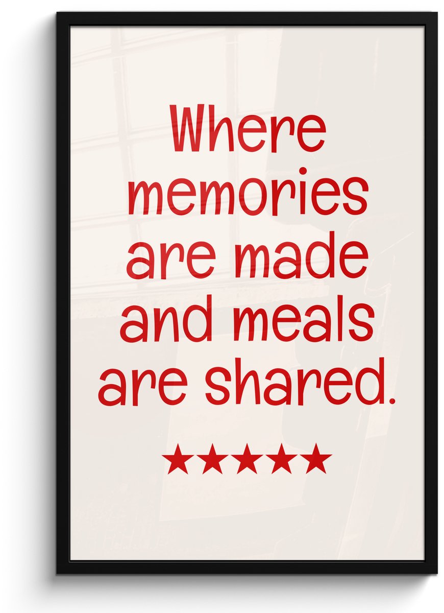 FrameYourWall Poster in lijst - Fotolijst 60x90 cm - Posters - Quote - Sterren - Rood - Memories - Posterlijst zwart - Decoratie - Wanddecoratie woonkamer - Muurdecoratie slaapkamer