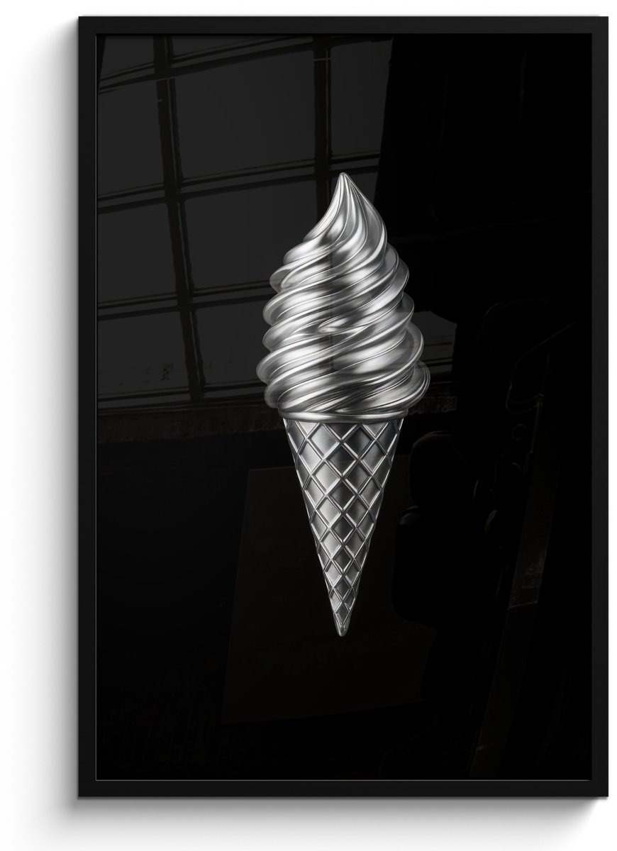 FrameYourWall Poster in lijst - Fotolijst 60x90 cm - Posters - Softijs - Realistisch - Futuristisch - Posterlijst zwart - Decoratie - Wanddecoratie woonkamer - Muurdecoratie slaapkamer