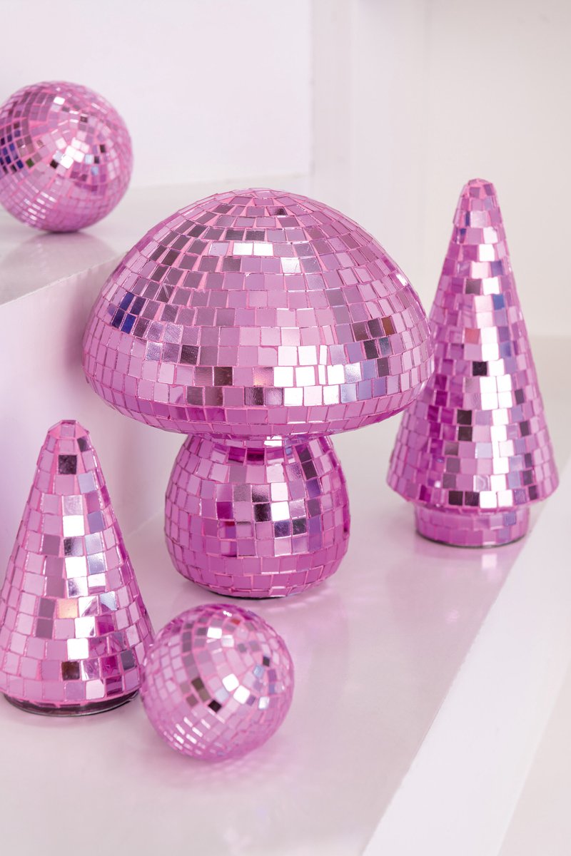 decoratie Paddenstoel Spiegel - glas - roze