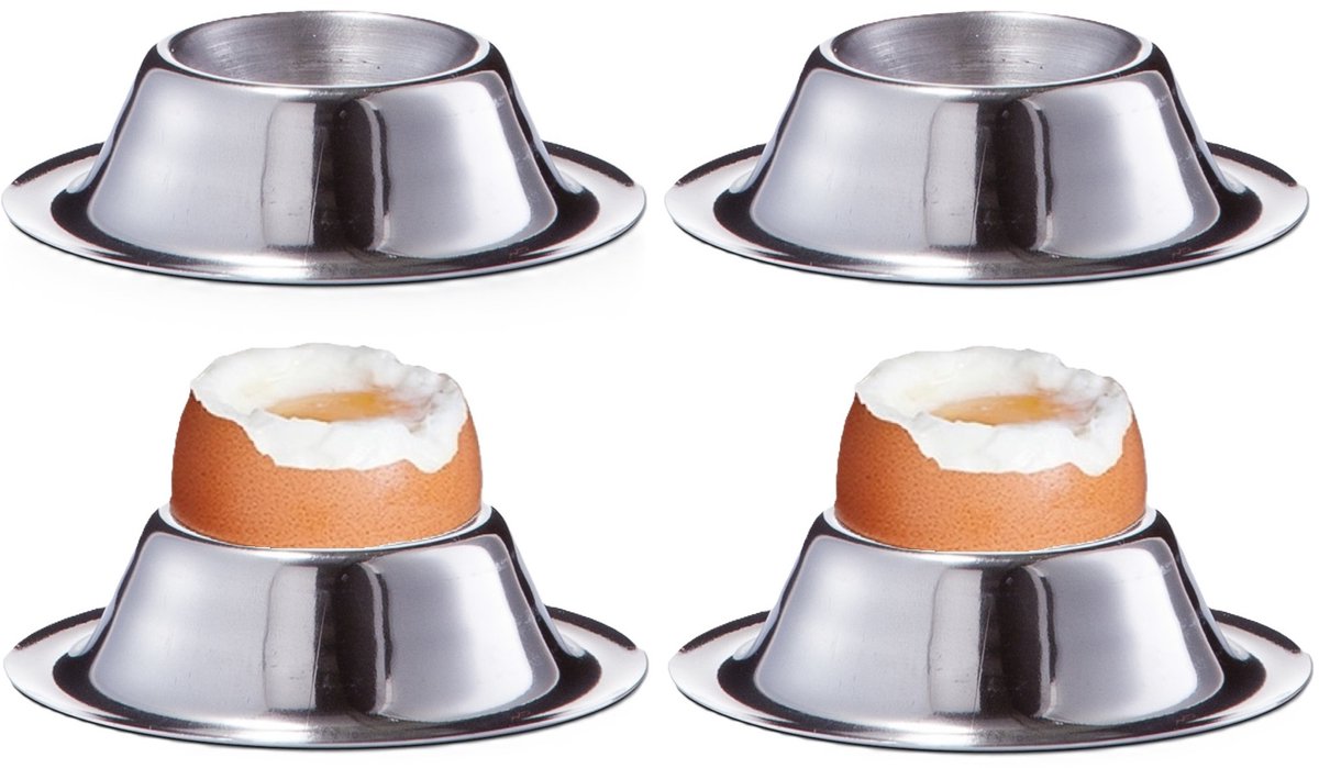 Zeller Eierdopjes - 10x - RVS - 5 cm - Ontbijten en Pasen - Eierdoppen - zilver