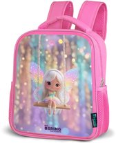 NoBoringSuitcases.com® - Rugzak roze - Schooltas meisjes - Fee op schommel - Kinder rugtas meisje - Boekentas kind - Kinderrugzak voor school - Schoolrugzak