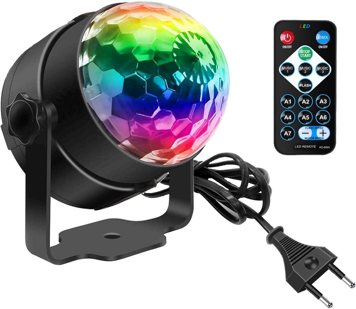 EXCITAT Sfeerverlichting - Discolicht - LED - Muziekgestuurd - DJ-feestlicht - RGB-podiumverlichting - met afstandsbediening - Geschikt voor thuis, verjaardagen, KTV, Kerstmis - 1 verpakking