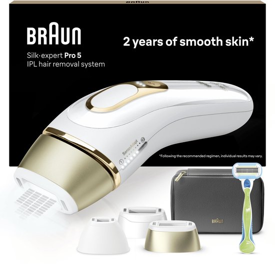 Braun IPL Ontharingsapparaat Silk-expert Pro 5 - ontharing voor thuis - Etui - Venus-scheersysteem - 3 koppen - PL5242